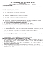 Form DOR82135C Taxpayer Notice of Claim - Destroyed Property - Arizona