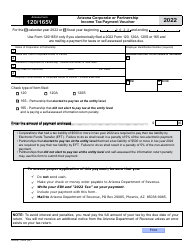 Document preview: Arizona Form 120/165V (ADOR11365) Arizona Corporate or Partnership Income Tax Payment Voucher - Arizona, 2022
