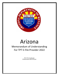 Document preview: Memorandum of Understanding for Direct Transmission/Web Upload of Transaction Privilege/Use Tax Returns - Arizona, 2022
