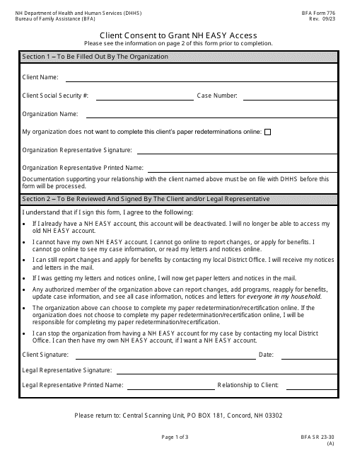 BFA Form 776  Printable Pdf