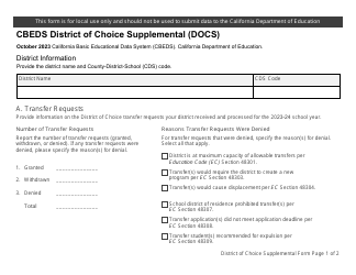 Document preview: Cbeds District of Choice Supplemental (Docs) - California