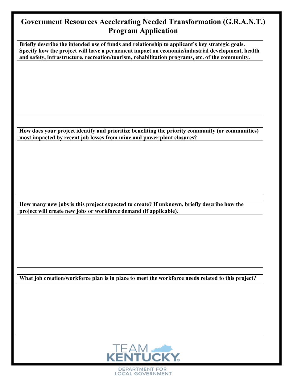 Government Resources Accelerating Needed Transformation (G.r.a.n.t.) Program Application - Kentucky, Page 3