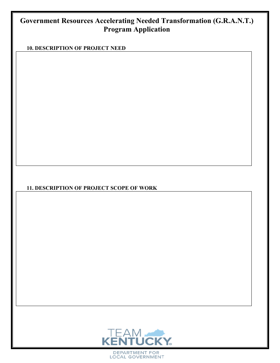 Government Resources Accelerating Needed Transformation (G.r.a.n.t.) Program Application - Kentucky, Page 4