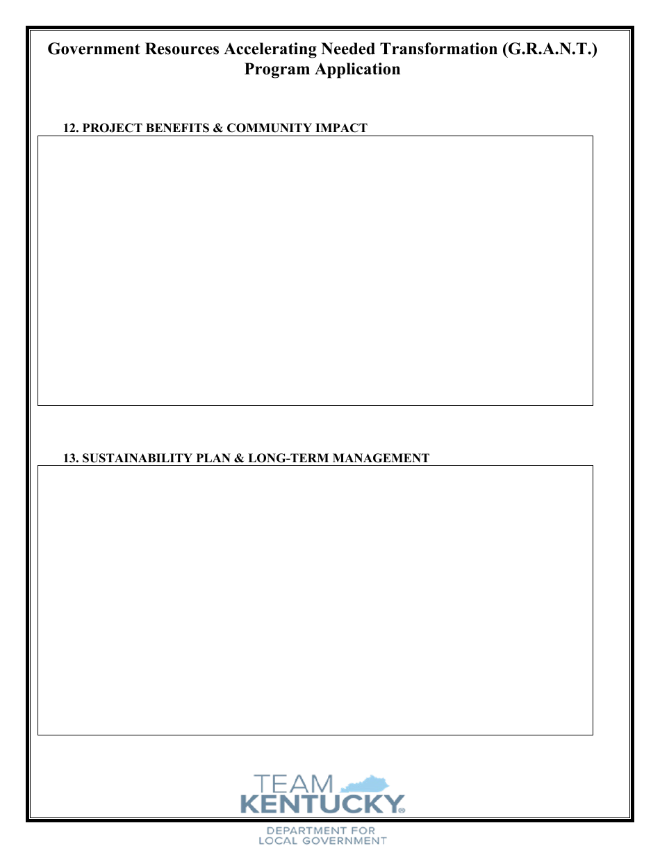 Government Resources Accelerating Needed Transformation (G.r.a.n.t.) Program Application - Kentucky, Page 5
