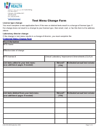 Document preview: DOH Form 505-088 Test Menu Change Form - Washington