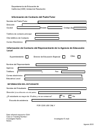 Solicitud De Mediacion De Denuncia - California (Spanish), Page 2