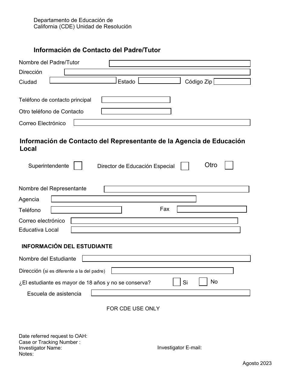 Solicitud De Mediacion De Denuncia - California (Spanish), Page 2