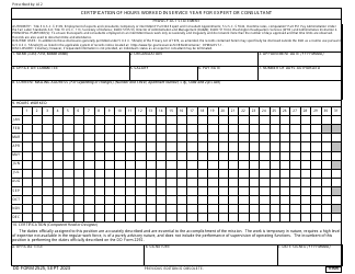 Document preview: DD Form 2525 Certification of Hours Worked in Service Year for Expert or Consultant