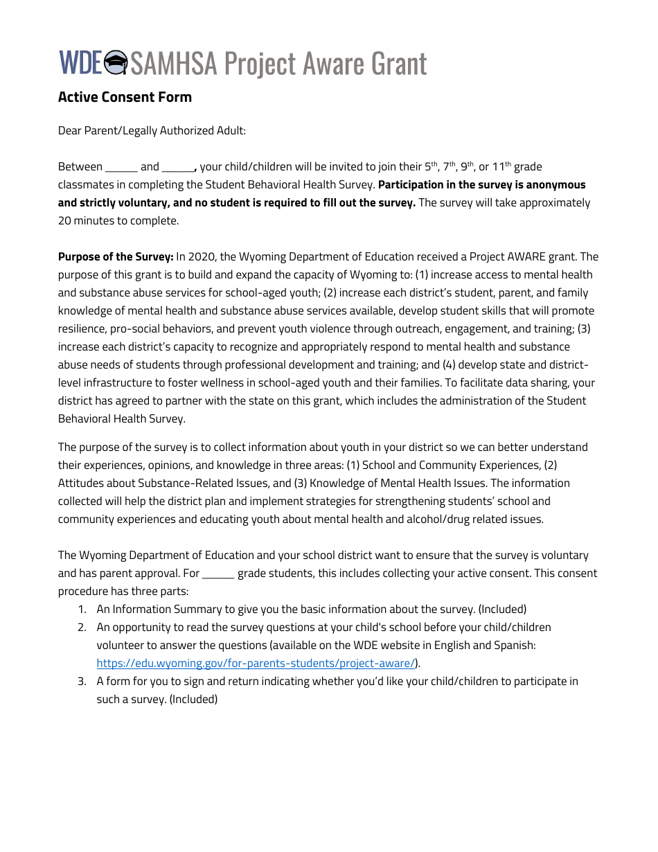 Active Consent Form - Samhsa Project Aware Grant - Wyoming, Page 1