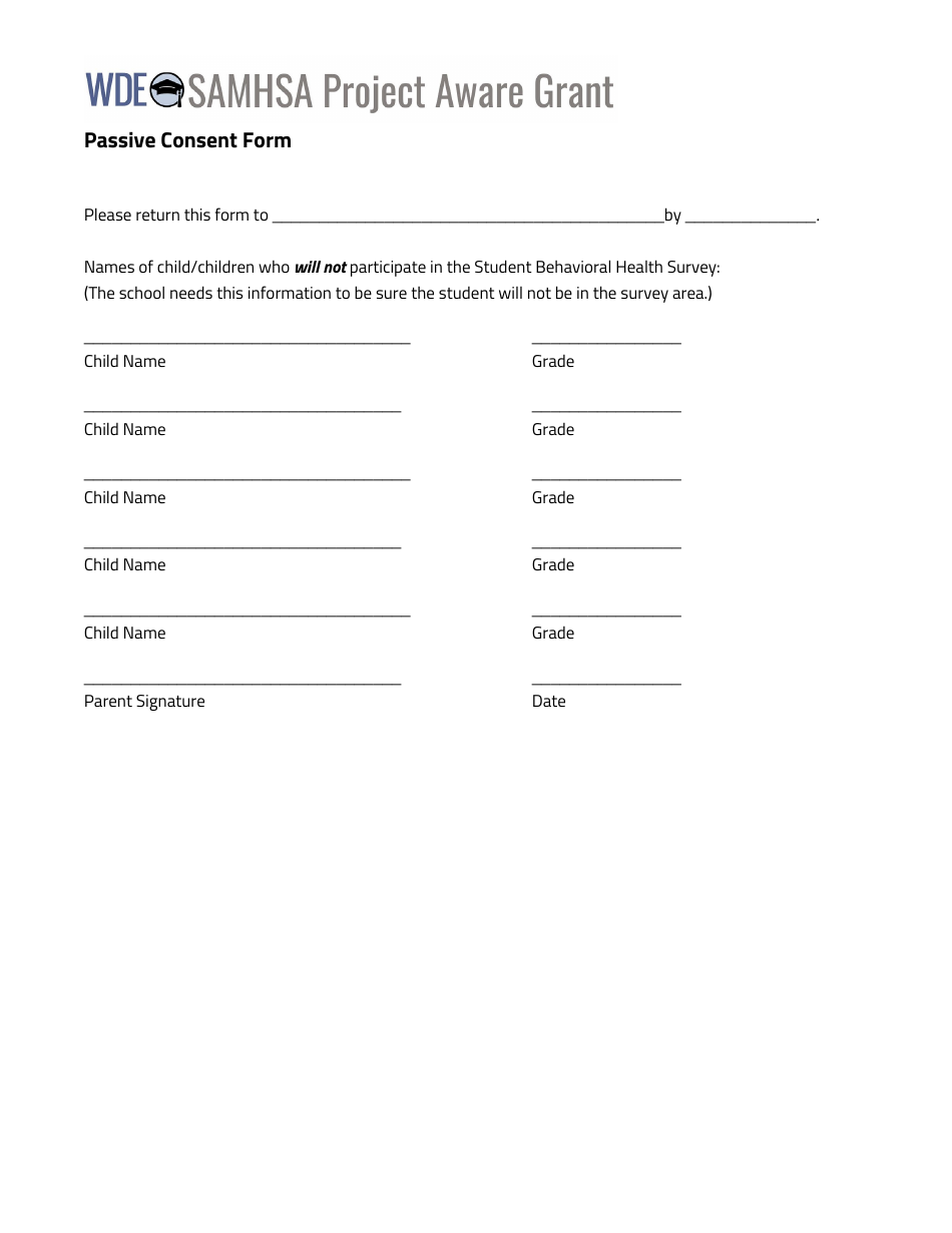 Wyoming Passive Consent Form Samhsa Project Aware Grant Fill Out, Sign Online and Download