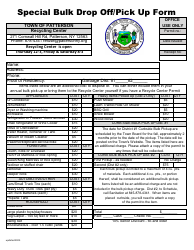 Document preview: Special Bulk Drop off/Pick up Form - Town of Patterson, New York
