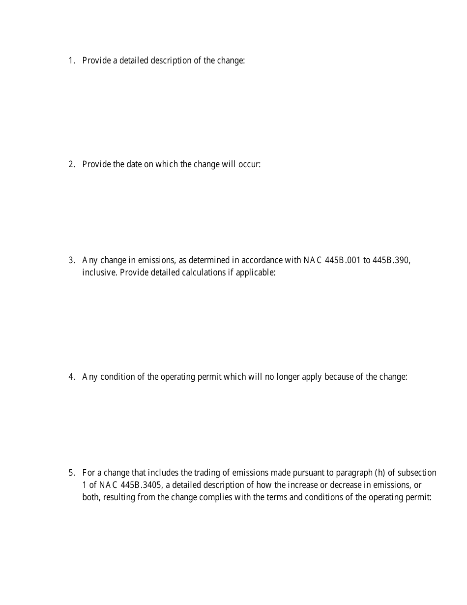 Class I Air Quality Operating Permit Notification of Authorized Change - Nevada, Page 3