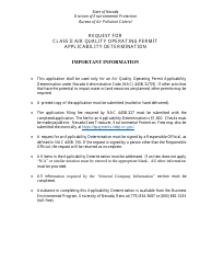Class II Air Quality Operating Permit Applicability Determination Form - Nevada, Page 2
