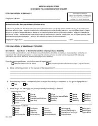 Medical Inquiry Form Responsive to Accommodation Request - Louisiana
