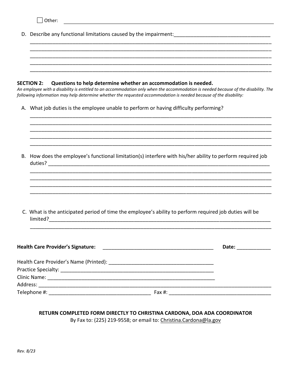 Louisiana Medical Inquiry Form Responsive To Accommodation Request Fill Out Sign Online And 6319