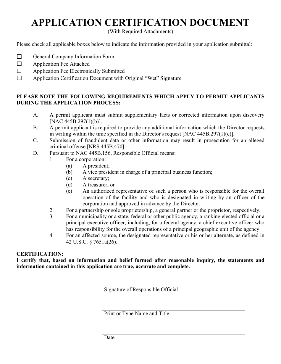 Class II General Air Quality Operating Permit Application for Temporary Construction Sources - Hot Mix Asphalt Plants / Concrete Batch Plants / Sand  Gravel Processing Plants - Nevada, Page 4