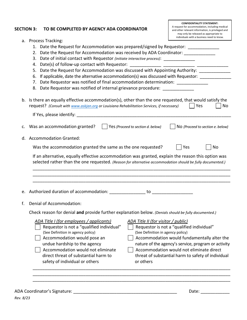 Request for Accommodation Form - Louisiana, Page 2