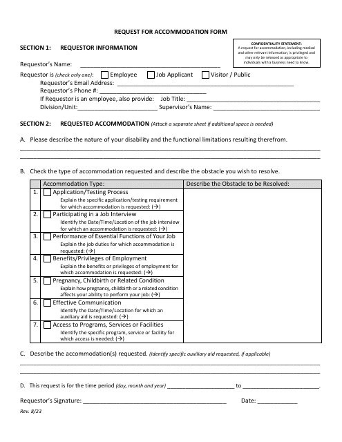 Request for Accommodation Form - Louisiana Download Pdf