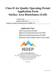 Document preview: Class II Air Quality Operating Permit Application Form - Surface Area Disturbance (Sad) - Nevada