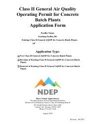 Document preview: Class II General Air Quality Operating Permit for Concrete Batch Plants Application Form - Nevada