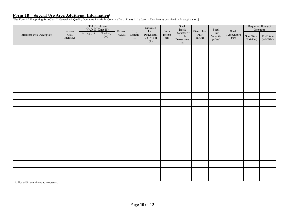 Class II General Air Quality Operating Permit for Concrete Batch Plants Application Form - Nevada, Page 10