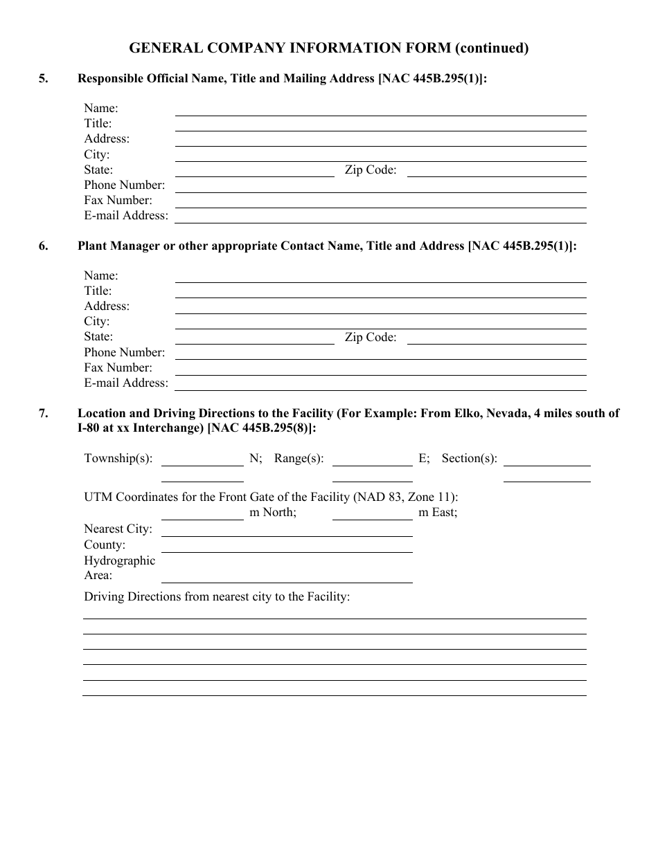 Class II General Air Quality Operating Permit for Concrete Batch Plants Application Form - Nevada, Page 4