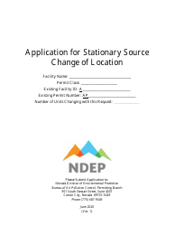 Document preview: Application for Stationary Source Change of Location - Nevada