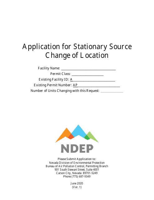 Application for Stationary Source Change of Location - Nevada
