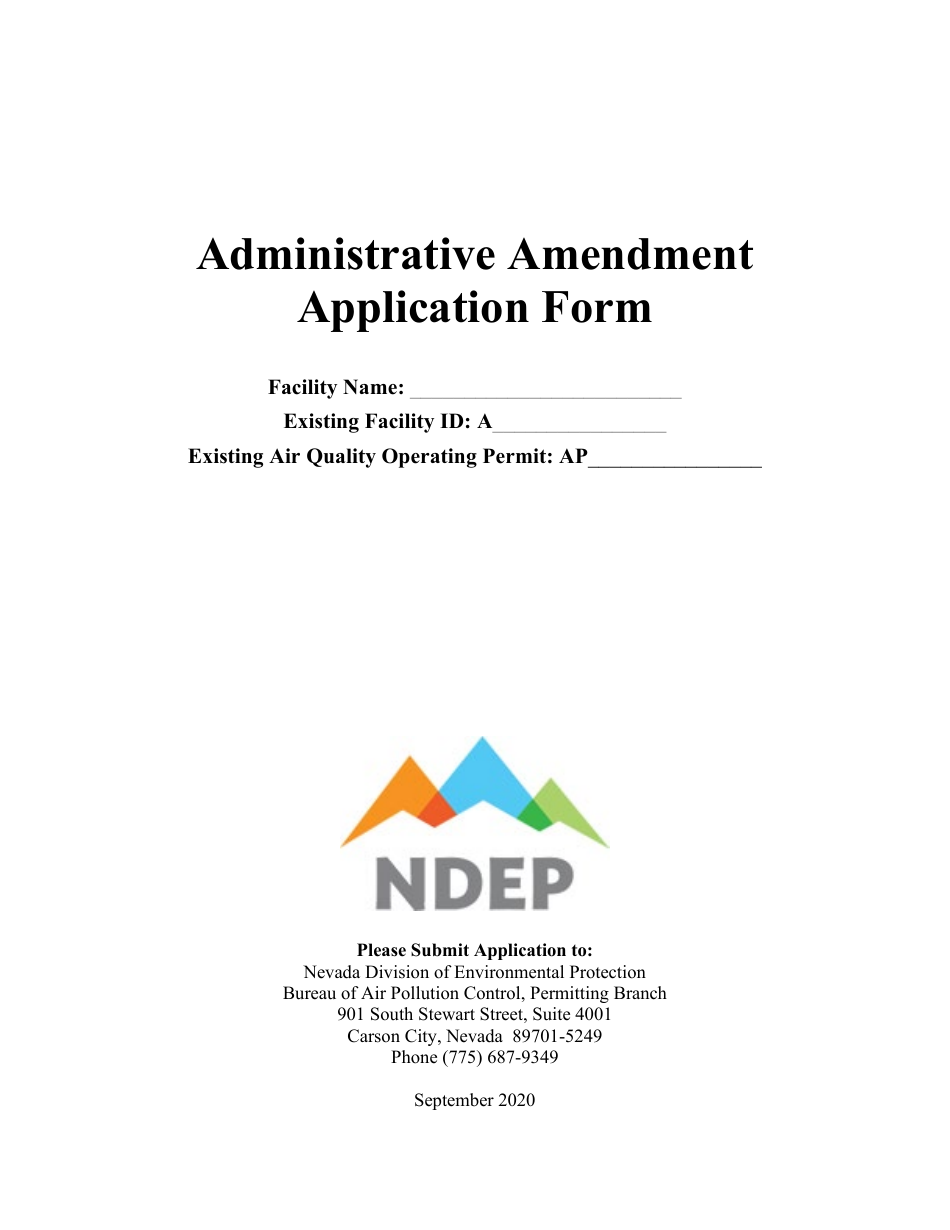 Nevada Administrative Amendment Application Form Fill Out Sign Online And Download Pdf 0384