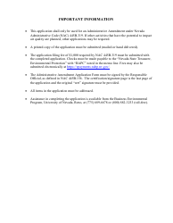 Administrative Amendment Application Form - Nevada, Page 2