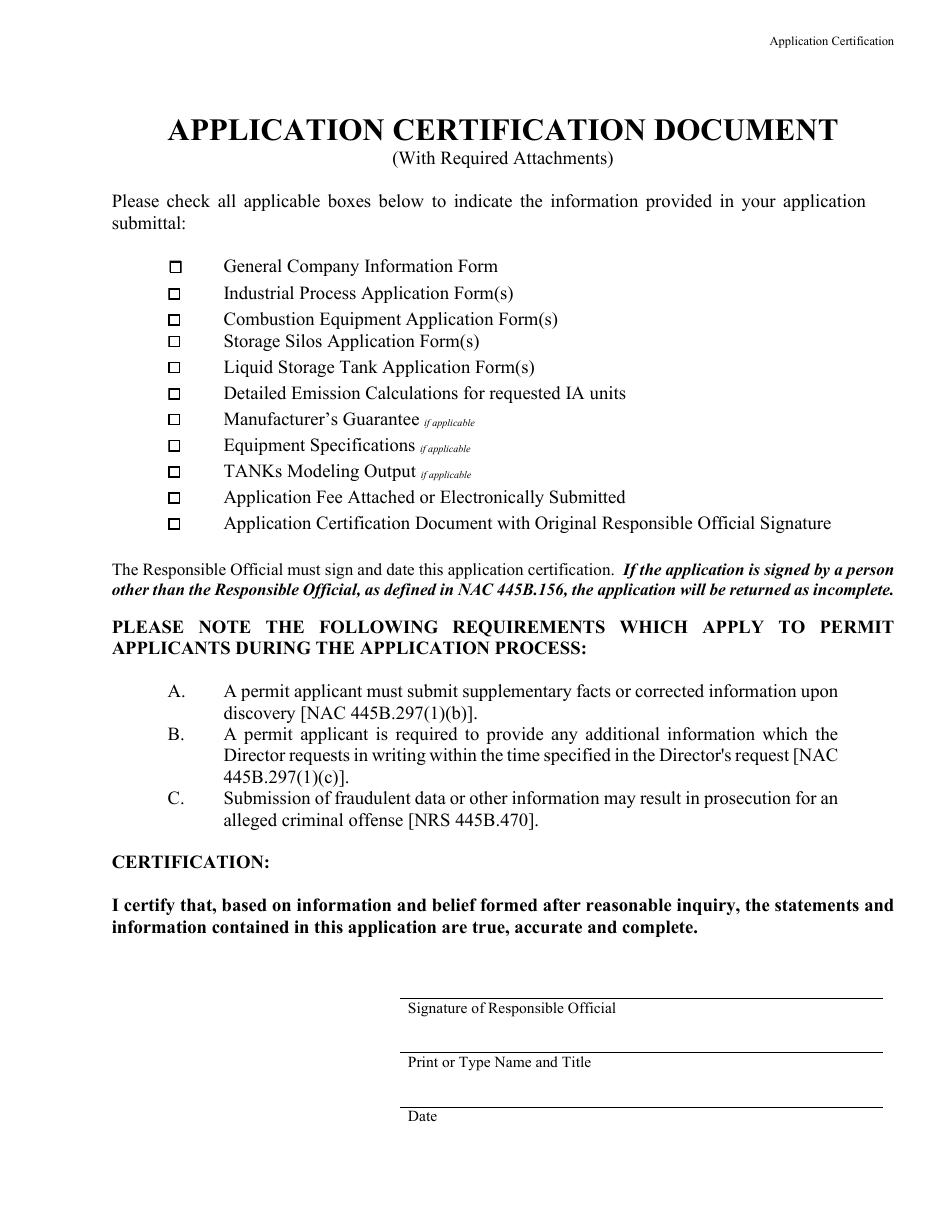 Application for Determination of Insignificant Activities as Defined Under Nac 445b.288(4) - Nevada, Page 12