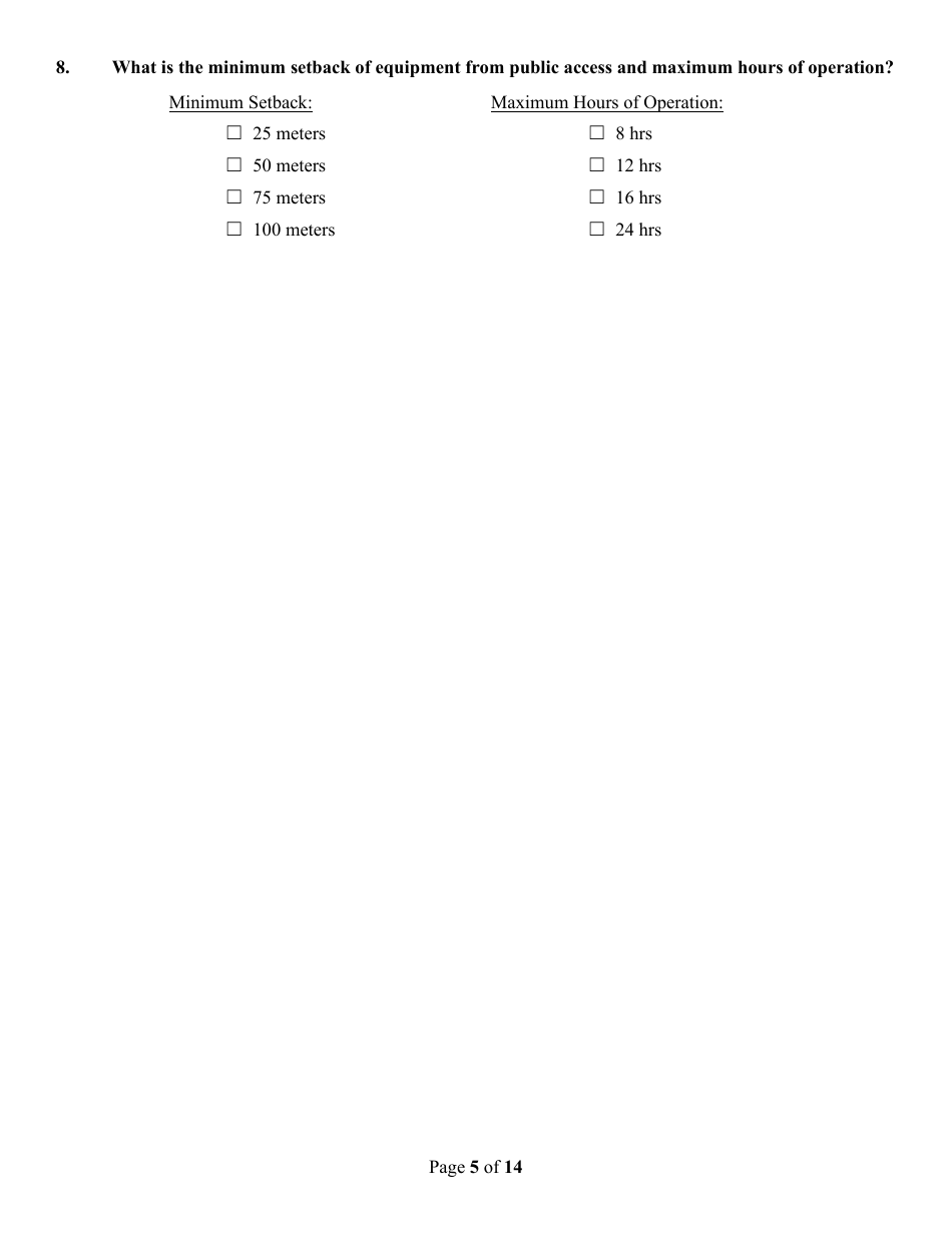 Class II General Air Quality Operating Permit for Nonmetallic Minerals Crushing and Screening Plants Application Form - Nevada, Page 5