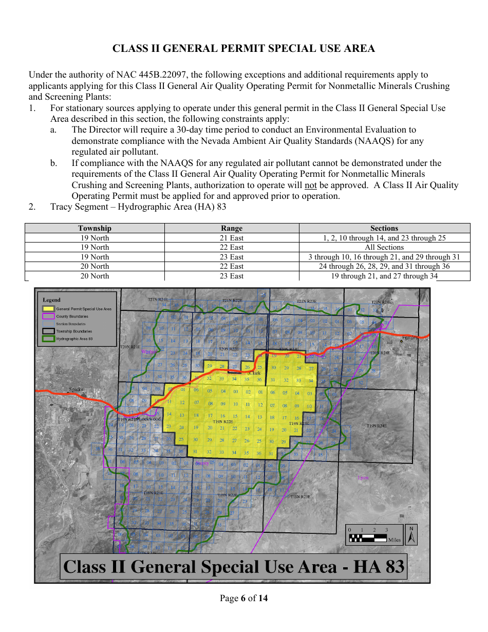 Class II General Air Quality Operating Permit for Nonmetallic Minerals Crushing and Screening Plants Application Form - Nevada, Page 6