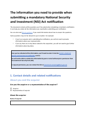 Document preview: Mandatory National Security and Investment (Nsi) Act Notification - United Kingdom