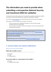 Document preview: Retrospective National Security and Investment (Nsi) Act Validation Form - United Kingdom