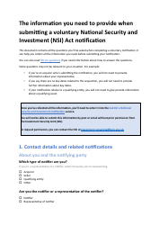 Document preview: Voluntary National Security and Investment (Nsi) Act Notification - United Kingdom
