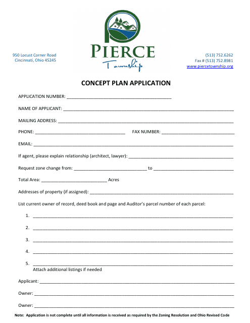 Concept Plan Application - Pierce Township, Ohio Download Pdf