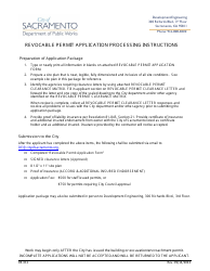 Document preview: Form DE-311 Revocable Permit Application - City of Sacramento, California