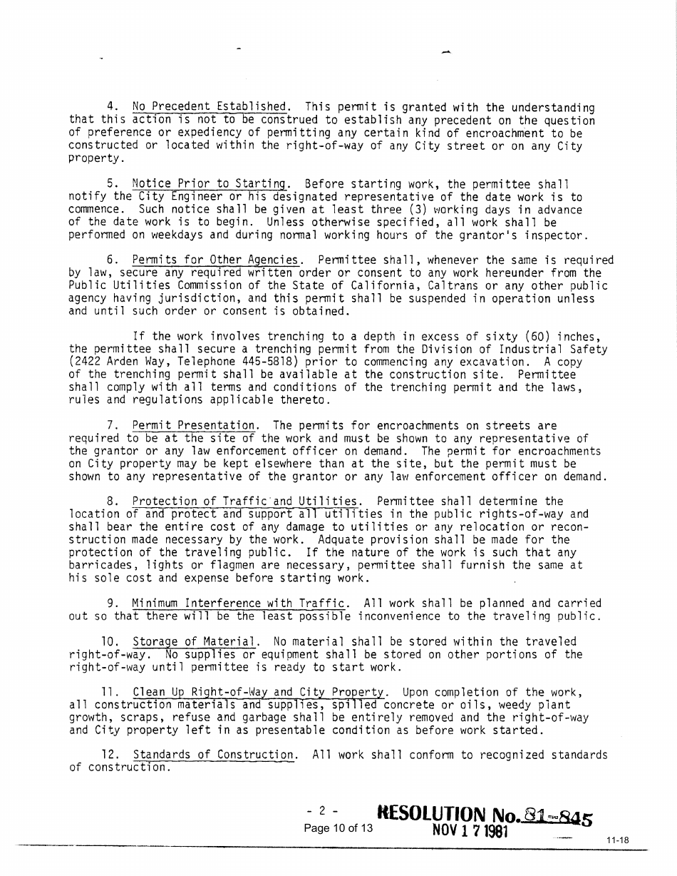 Form DE-311 Revocable Permit Application - City of Sacramento, California, Page 9