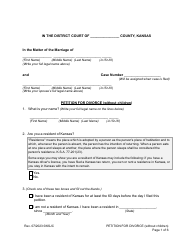 Document preview: Petition for Divorce (Without Children) - Kansas