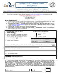 Document preview: Temporary Residential Parking Permit Application - City of Sacramento, California