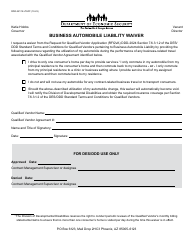 Document preview: Form DDD-2217A Business Automobile Liability Waiver - Arizona