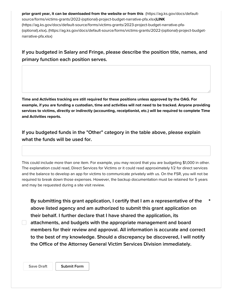 Pfa Grant Application - Kansas, Page 12