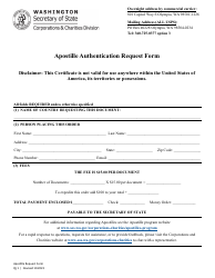 Document preview: Apostille Authentication Request Form - Washington