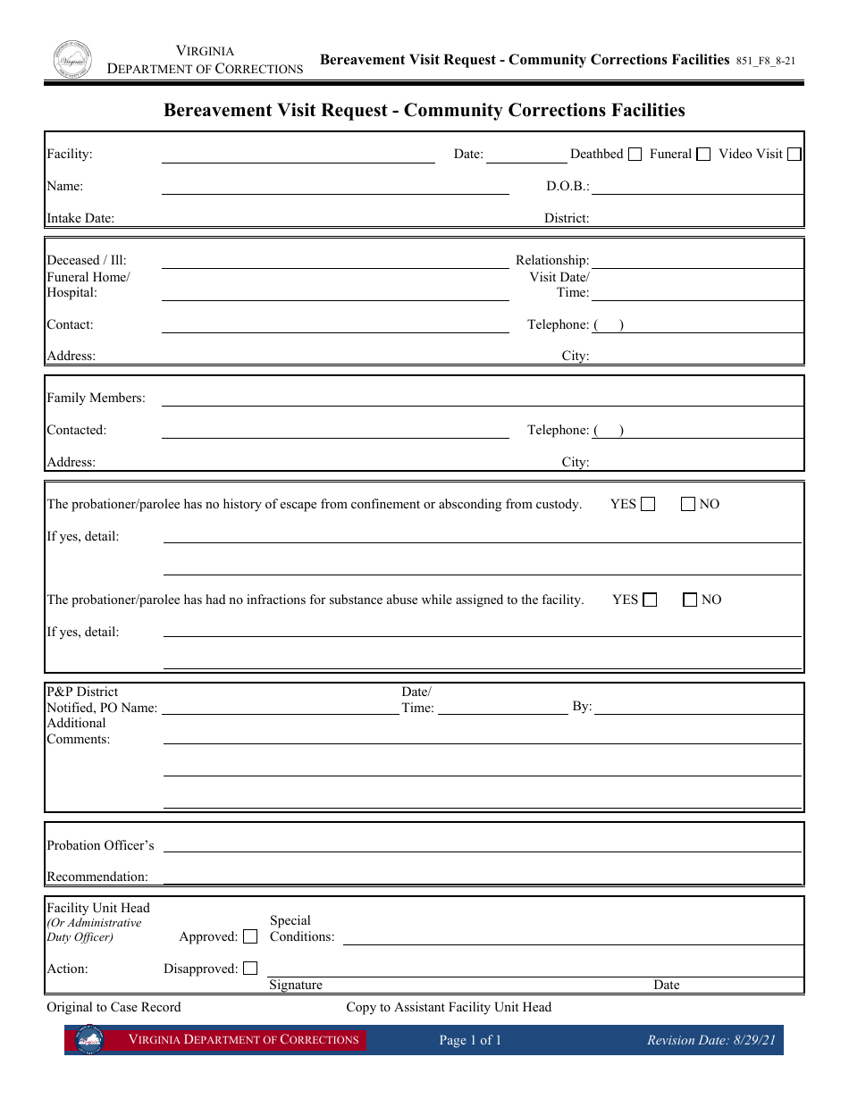 Form 8 Fill Out, Sign Online and Download Printable PDF, Virginia