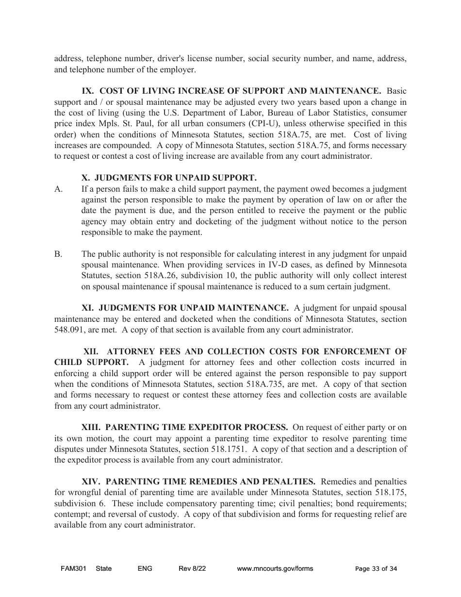 Form DIV406 Stipulated Findings of Fact, Conclusions of Law, Order for Judgment, Judgment and Decree - Minnesota, Page 33
