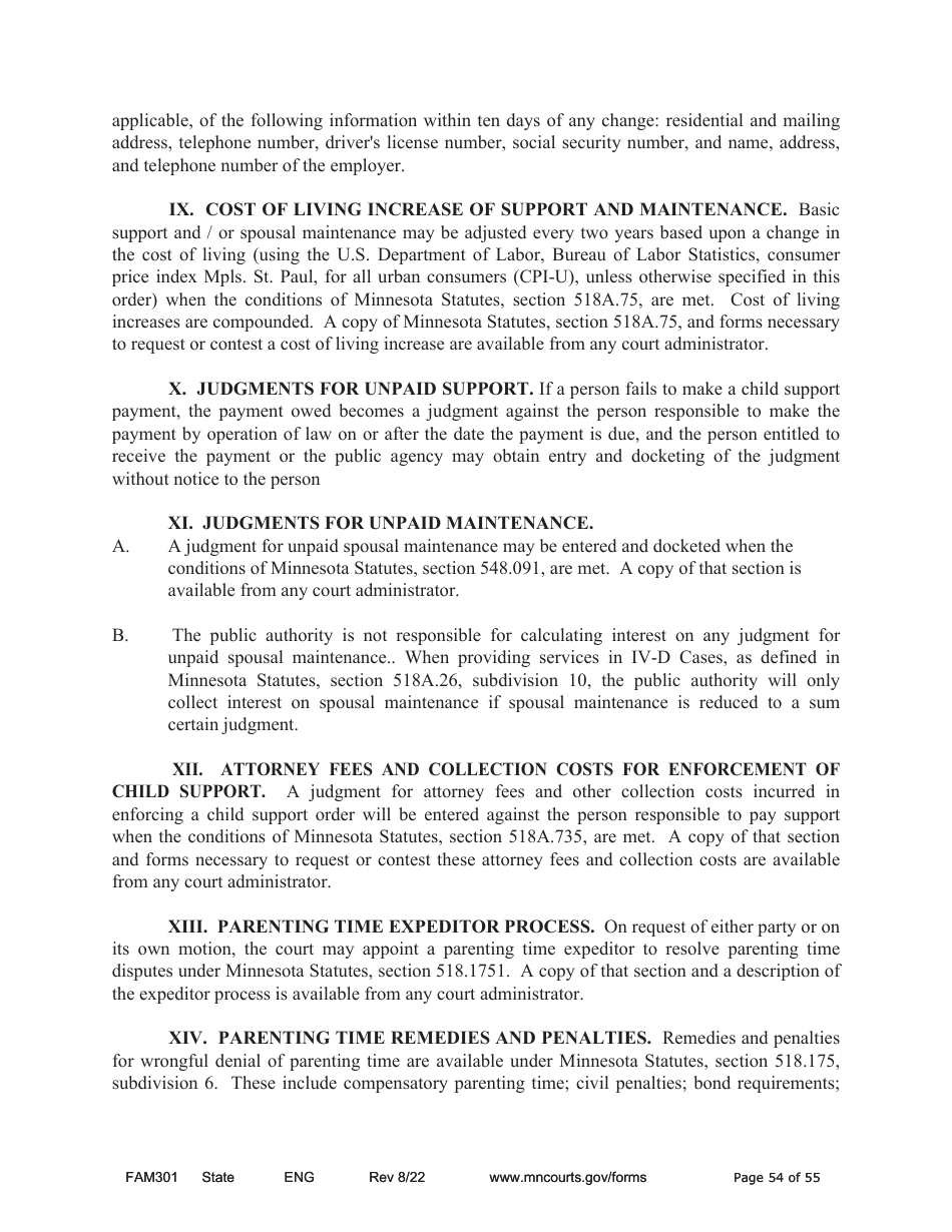 Form DIV806 Stipulated Findings of Fact, Conclusions of Law, Order for and Judgment, Judgment and Decree - Minnesota, Page 54