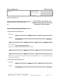 Document preview: Form DIV1702 Joint Petition, Agreement, and Judgment and Decree for Marriage Dissolution With Children - Minnesota