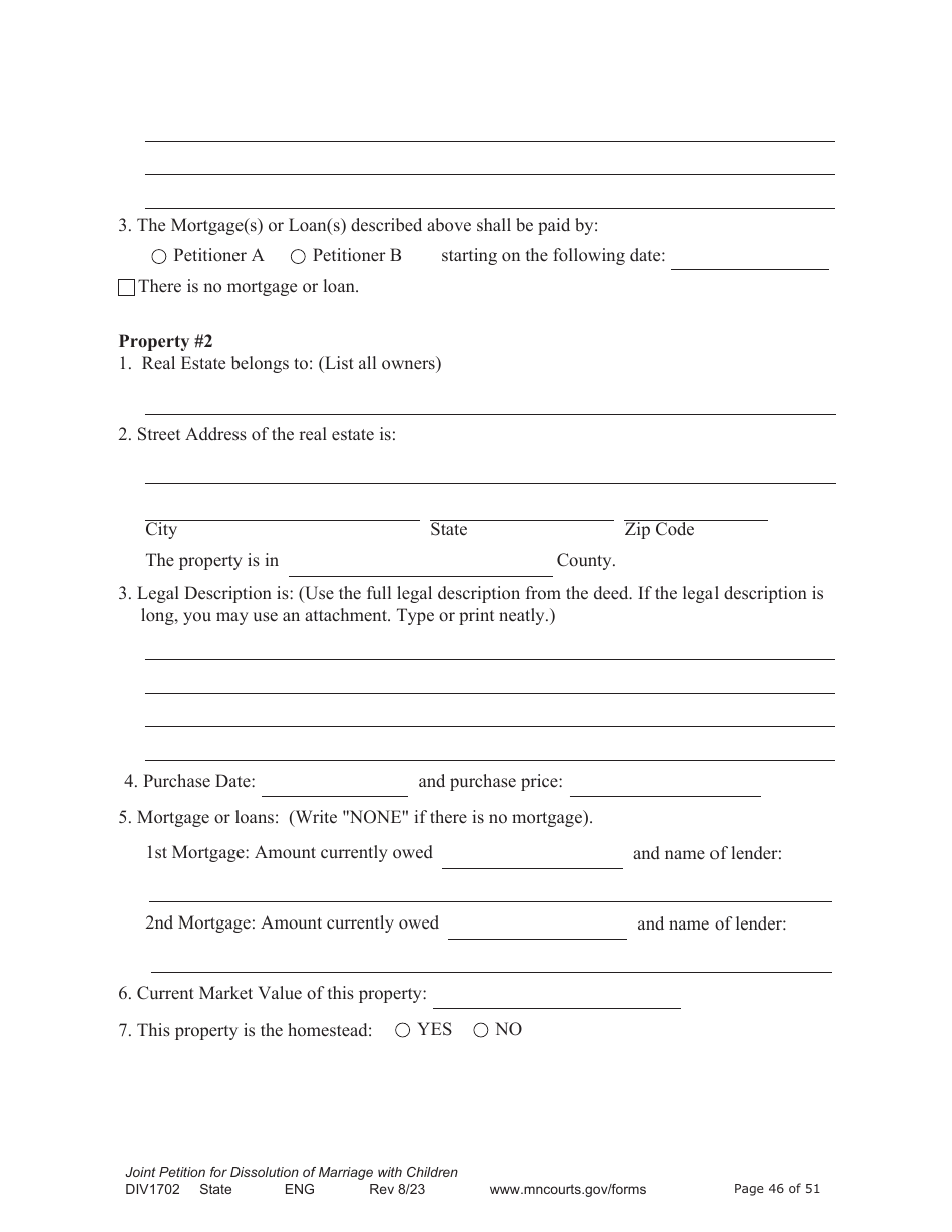 Form DIV1702 Joint Petition, Agreement, and Judgment and Decree for Marriage Dissolution With Children - Minnesota, Page 46