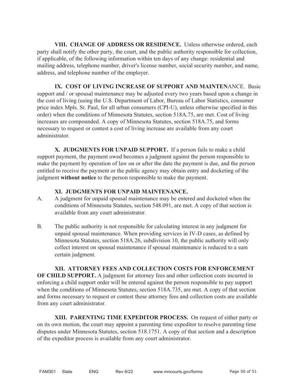 Form DIV1702 Joint Petition, Agreement, and Judgment and Decree for Marriage Dissolution With Children - Minnesota, Page 50